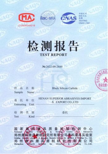 black silicon carbide test report
